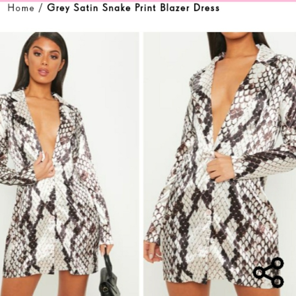 Tan snakeskin blazer dress